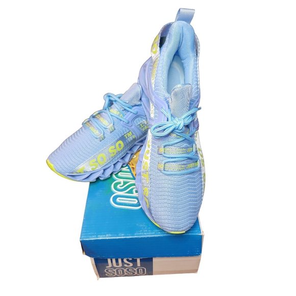 UMYOGO Womens Running Shoe, Non Slip, SZ. 9 Baby Blue/Highlighter Yellow - Picture 1 of 5